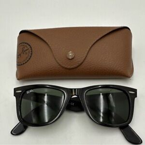 Ray-Ban Black Frame Sunglasses with Brown Case